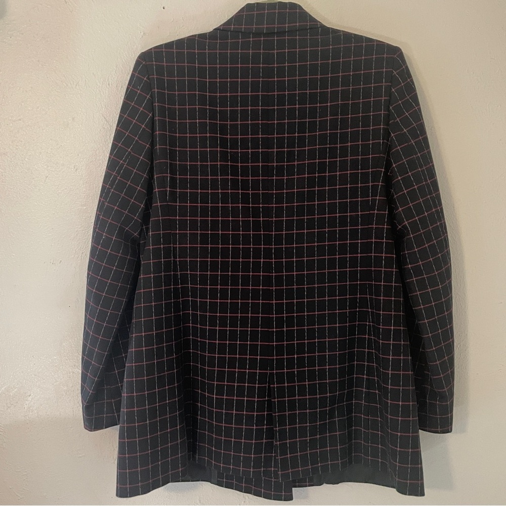 Zara Basic Black Red Windowpane Double Breasted B… - image 8